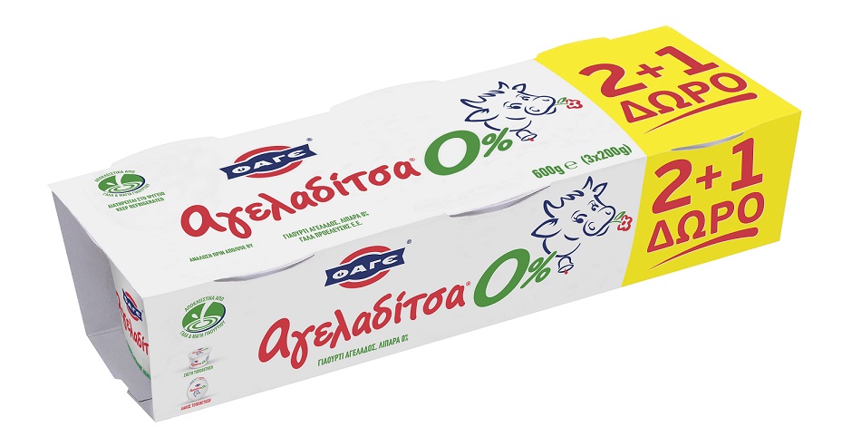 Γιαούρτι Αγελάδος ‘Αγελαδίτσα’ 0% λιπαρά Φάγε (3x200g) 2+1 Δώρο