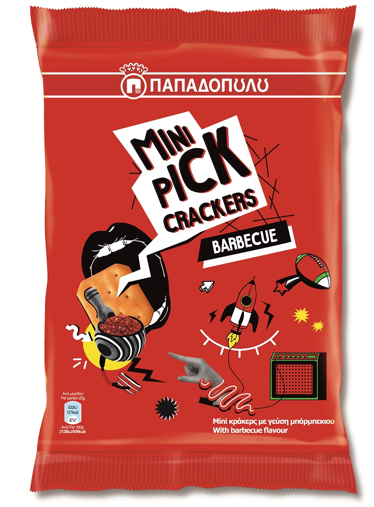 Mini Κράκερς με Γεύση Μπάρμπεκιου Pick Παπαδοπούλου (250g)