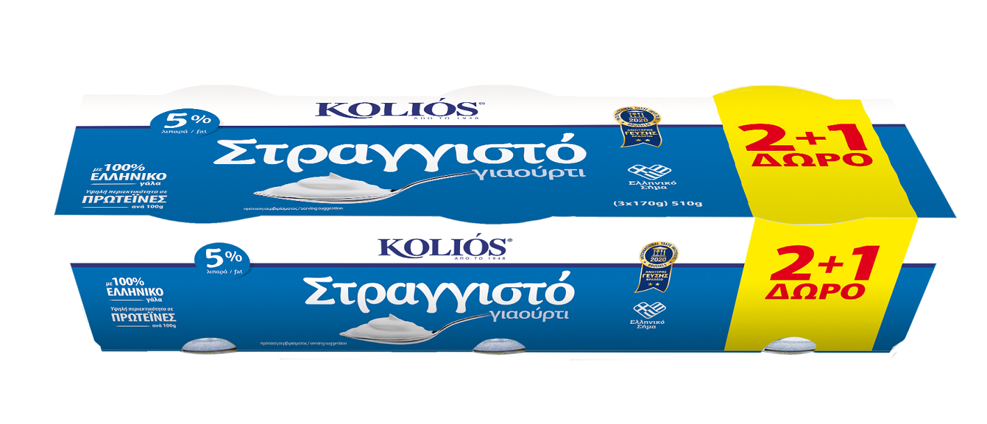 Γιαούρτι Στραγγιστό 5% λιπαρά Κολιός (3x170g) 2+1 Δώρο