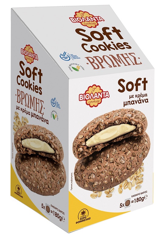 Βιολάντα Soft Cookies Βρώμης Γεμιστά με Κρέμα Μπανάνα Βιολάντα (180g)