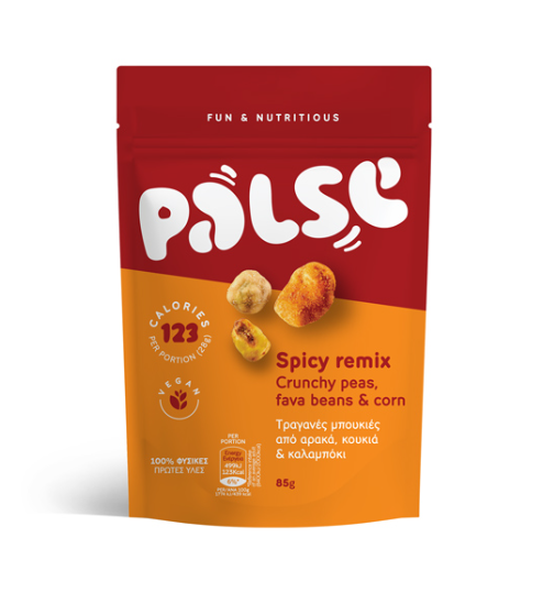Palse Σνακ από αρακά, κουκιά & καλαμπόκι spicy remix Palse (85g)