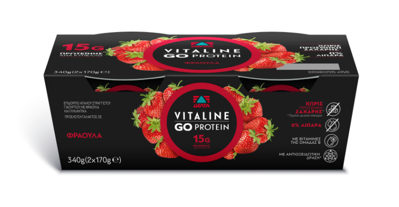 Επιδόρπιο Γιαουρτιού Vitaline Go Protein Φράουλα Δέλτα (2x170g)