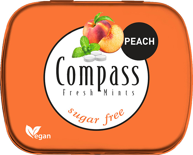 Καπνόπολις Καραμέλες με Γεύση Ροδάκινο Sugarfree Fresh Mints Compass (14g)