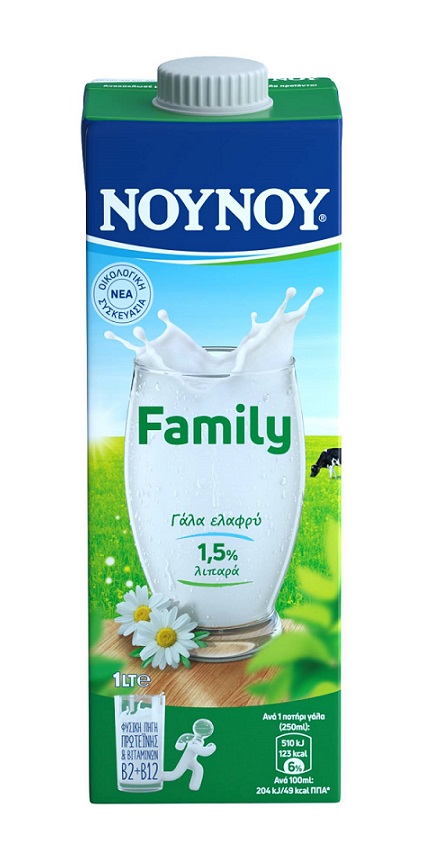 Γάλα Υψηλής Θερμικής Επεξεργασίας Family Ελαφρύ 1,5% λιπαρά ΝΟΥΝΟΥ (1lt)