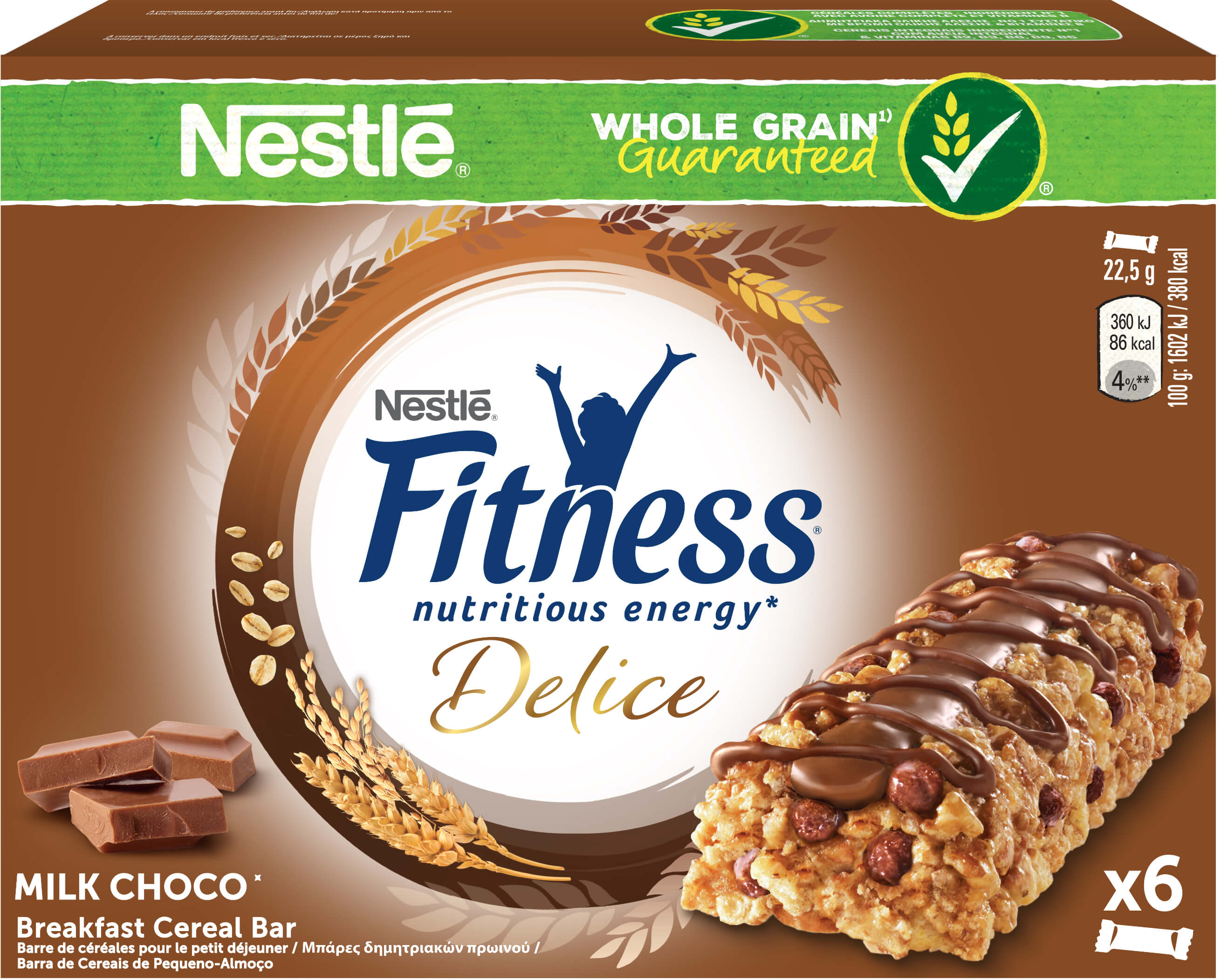 Μπάρες δημητριακών Fitness Delice με σοκολάτα γάλακτος Nestle (6×22.5 g)