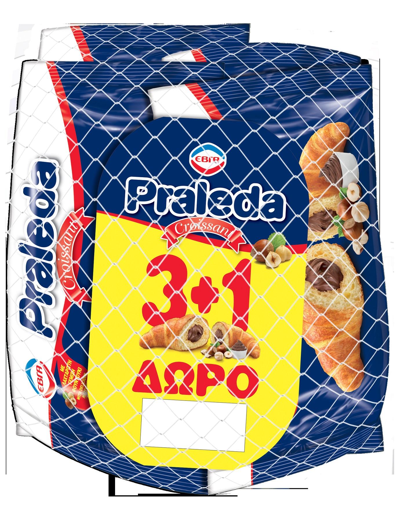 Κρουασάν με Πραλίνα Φουντουκιού Praleda 3+1 δώρο (4×80 g)