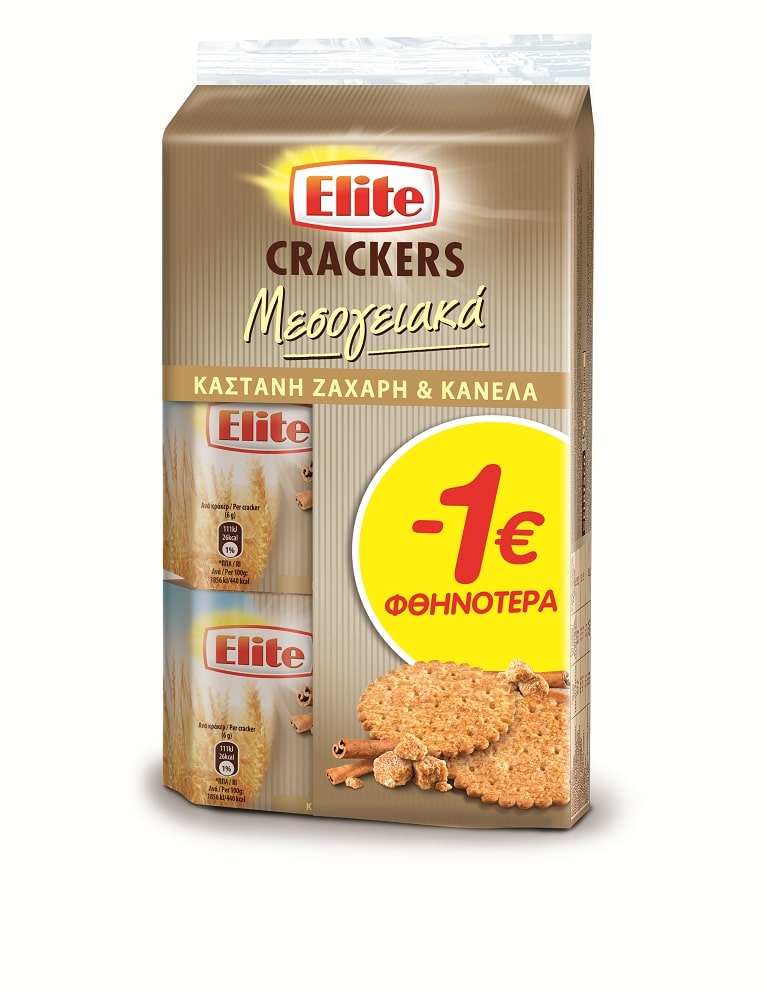 Μεσογειακά Crackers με Ζάχαρη κ Κανέλα Elite (3 x 105g) – 1 €