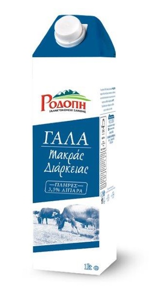 Γάλα αγελάδος μακράς διάρκειας UHT 3,5% λιπαρά Ροδόπη (1lt)