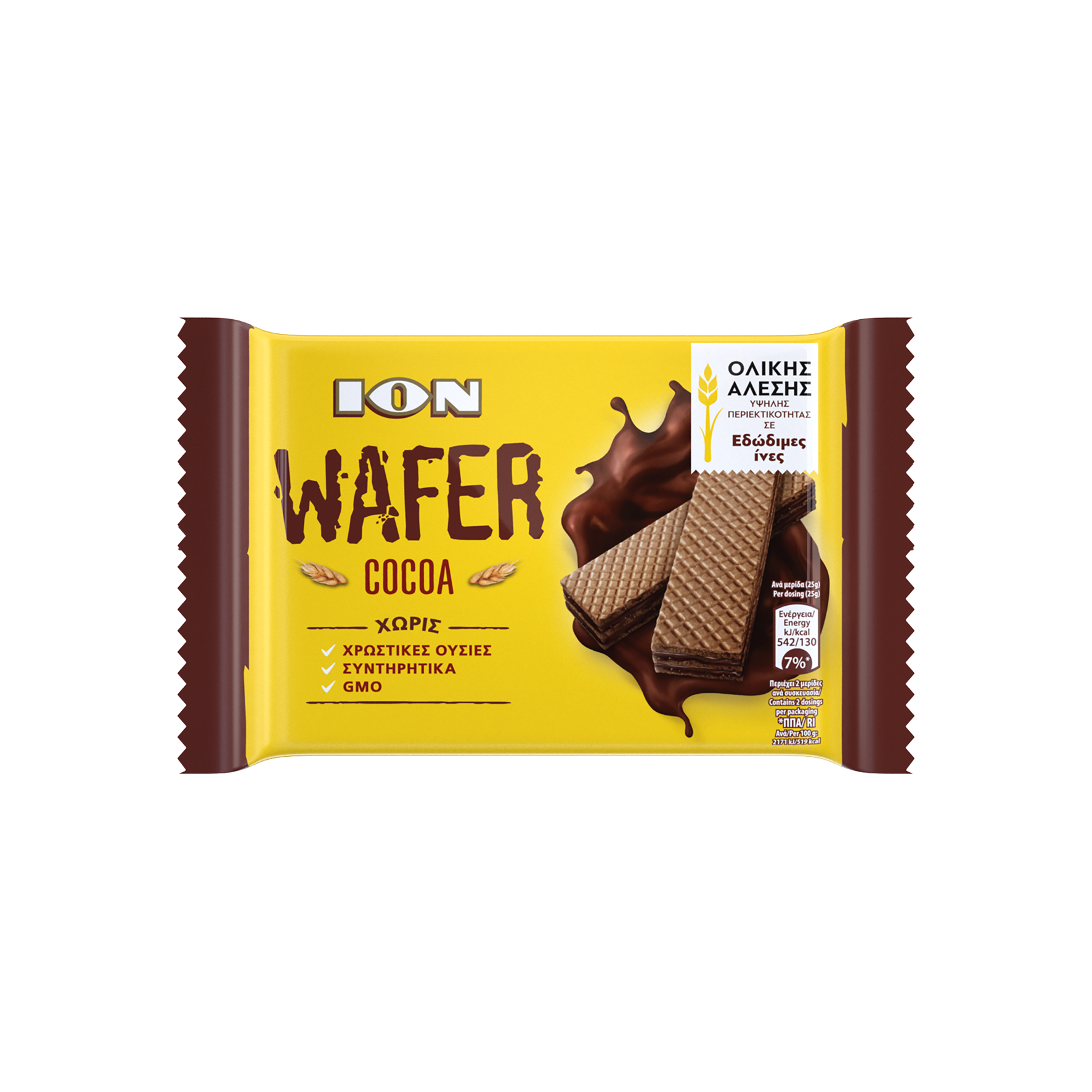 Γκοφρέτα Ολικής Άλεσης με Κακάο ION WAFER (50g)