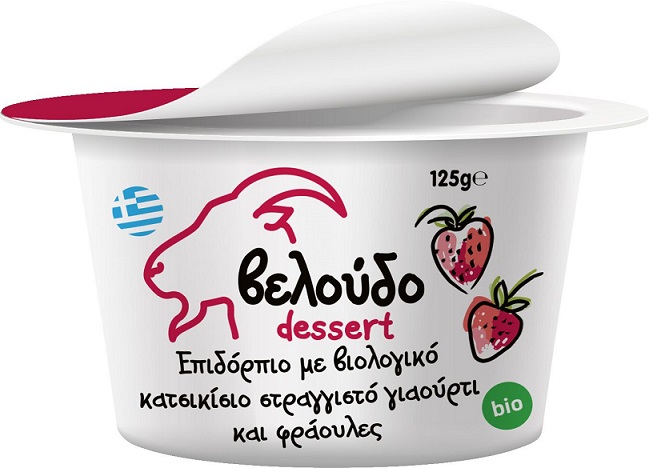 Βιολογικό Κατσικίσιο Επιδόρπιο Γιαουρτιού Φράουλα Βελούδο (125 g)