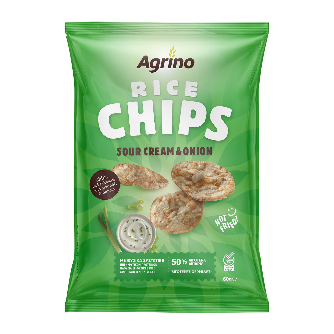 Agrino Τσίπς Ρυζιού Sour Cream & Onion Agrino (60g)