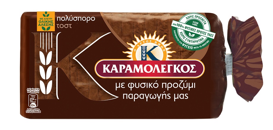 Ψωμί του Τόστ Πολύσπορο με Αλεύρι Ολικής Άλεσης Καραμολέγκος 14 φέτες (340 g)
