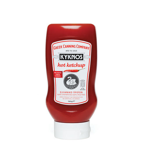 Κέτσαπ Hot σε Πλαστική Ανάποδη Φιάλη Κύκνος (580 g)
