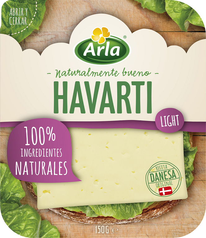 Τυρί δανέζικου τύπου Light με 16% λιπαρά σε Φέτες Havarti Arla (150g)