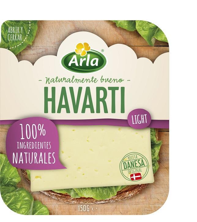 Τυρί δανέζικου τύπου Light με 16% λιπαρά σε Φέτες Havarti Arla (150g)