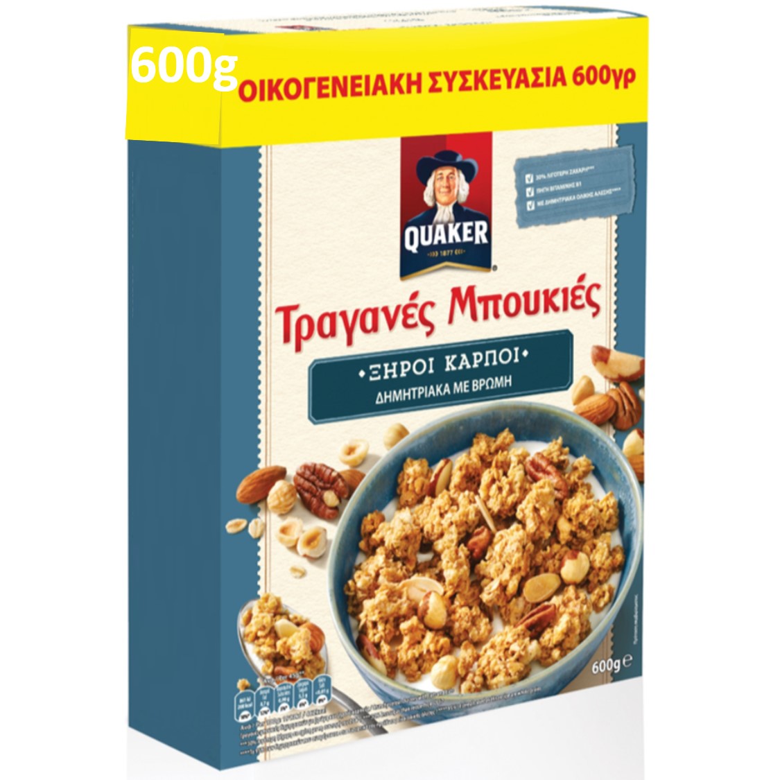 Τραγανές Μπουκιές Βρώμης με Ξηρούς Καρπούς Quaker (600 g)