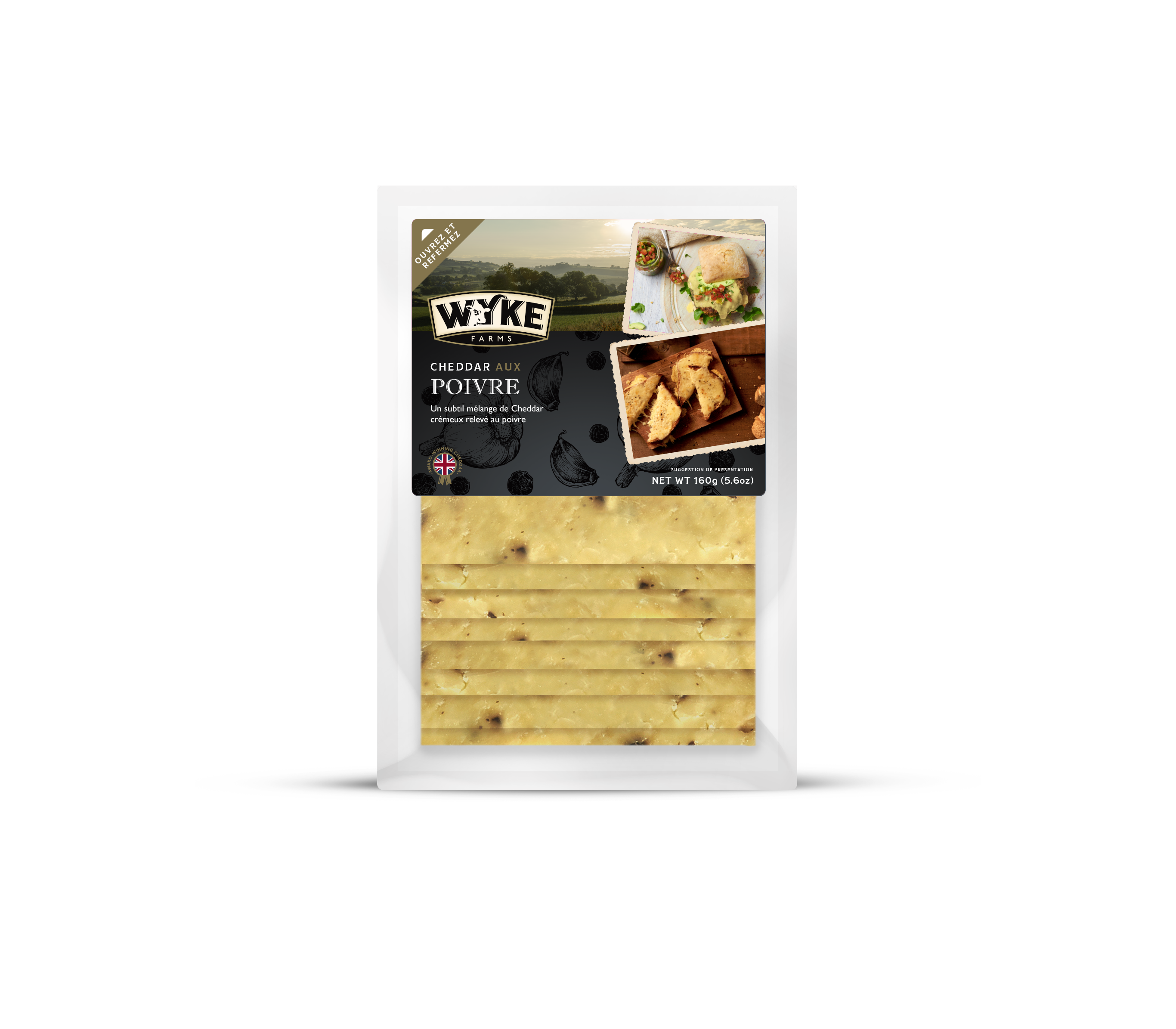 Τυρί Cheddar σε φέτες με πιπέρι (6 Φέτες) (160 g)