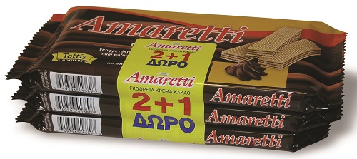 Γκοφρέτα με Κρέμα Κακάο Amaretti (3x90g) 2+1 Δώρο