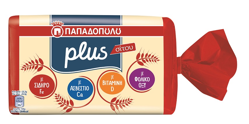 Ψωμί για τοστ σταρένιο Plus Παπαδοπούλου (325 g)