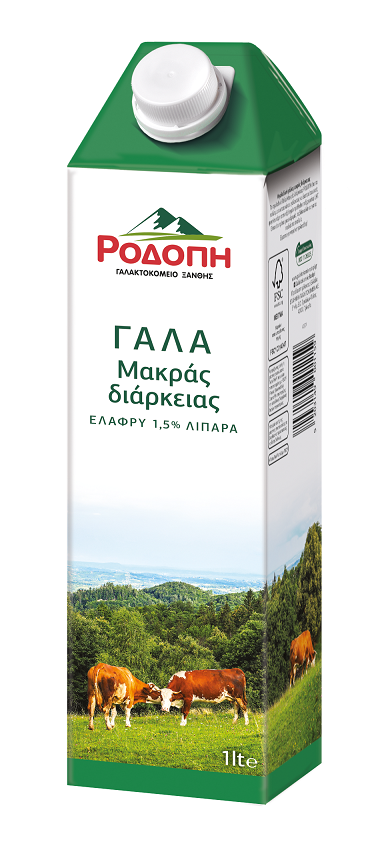Γάλα αγελάδος μακράς διάρκειας UHT 1,5% λιπαρά ΡΟΔΟΠΗ (1lt)