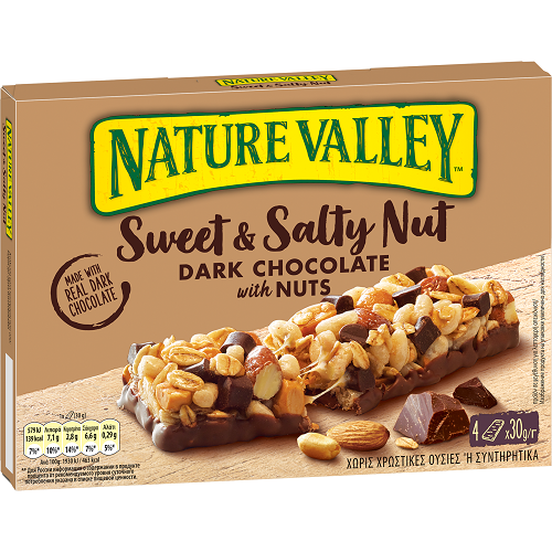 Μπάρα Ξηρών Καρπών με Μαύρη Σοκολάτα Sweet & Salty Nature Valley (4x30g)
