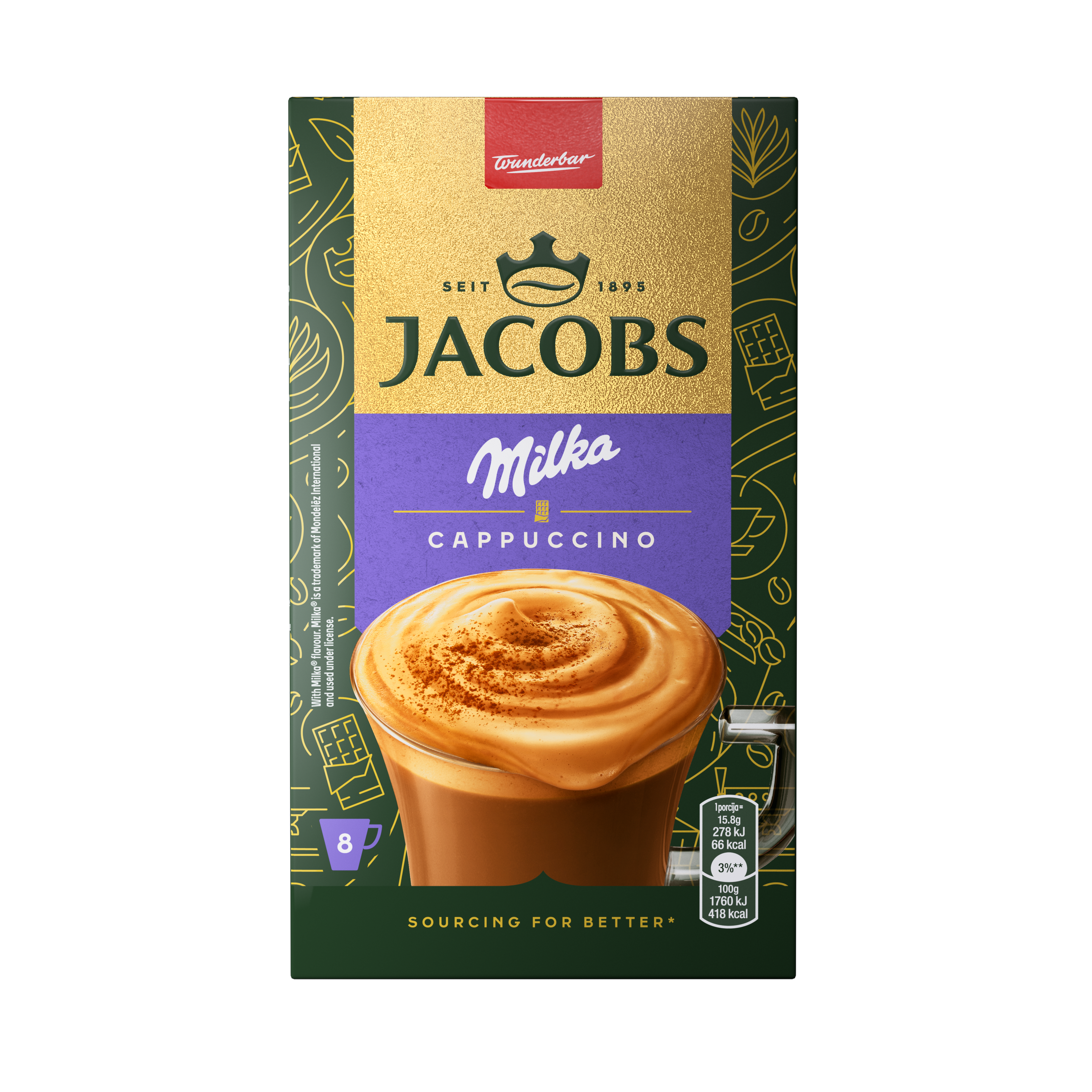 Jacobs Douwe Egberts Στιγμιαίος Καφές Milka Cappuccino Choco Sticks Jacobs