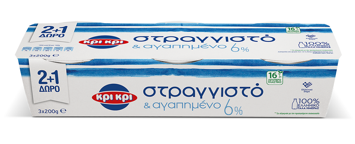 Γιαούρτι Στραγγιστό 6% λιπαρά Κρι Κρι (3×200 g) 2+1 Δώρο