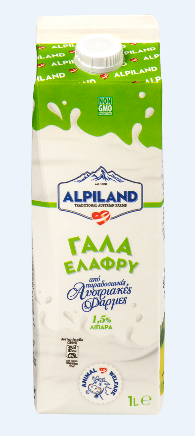 Άλφιτον Γάλα Υψηλής Θερμικής Επεξεργασίας 1,5% Λιπαρά Alpiland (1lt)