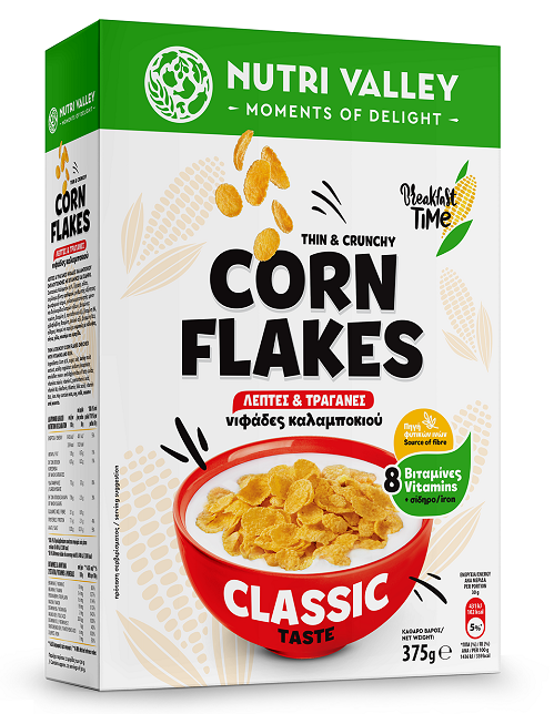 K22 Δημητριακά Corn flakes, Nutri Valley (375g)