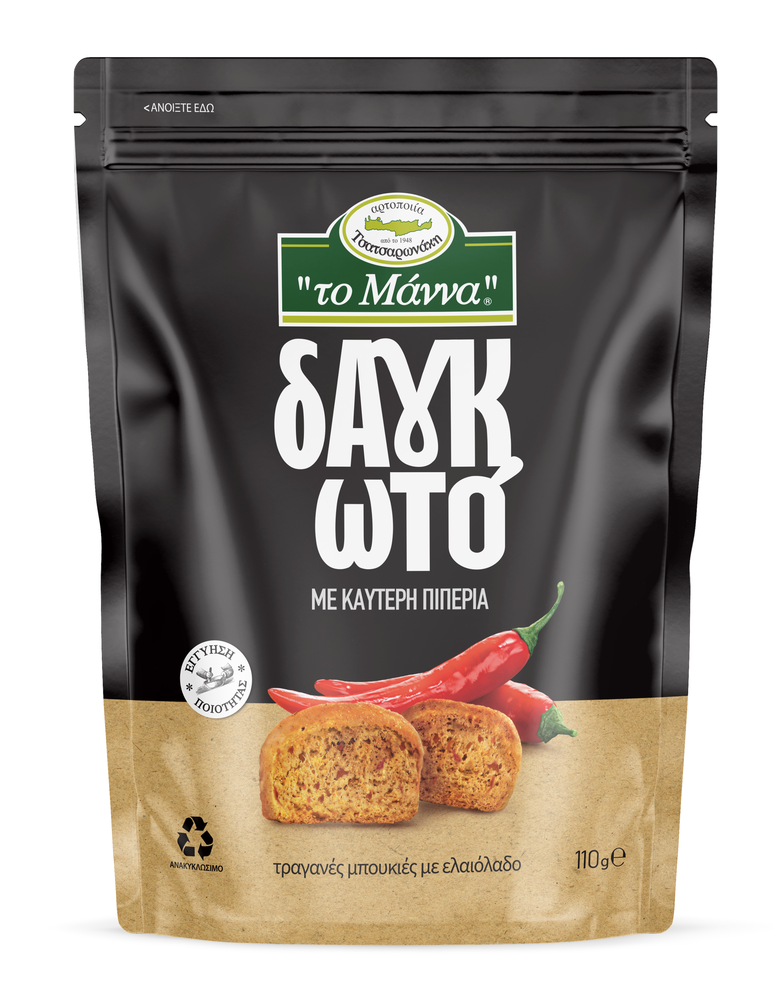 Το Μάννα Παξιμαδάκια Μπουκιές με Καυτερή Πιπεριά Το Μάννα Δαγκωτό (110g)