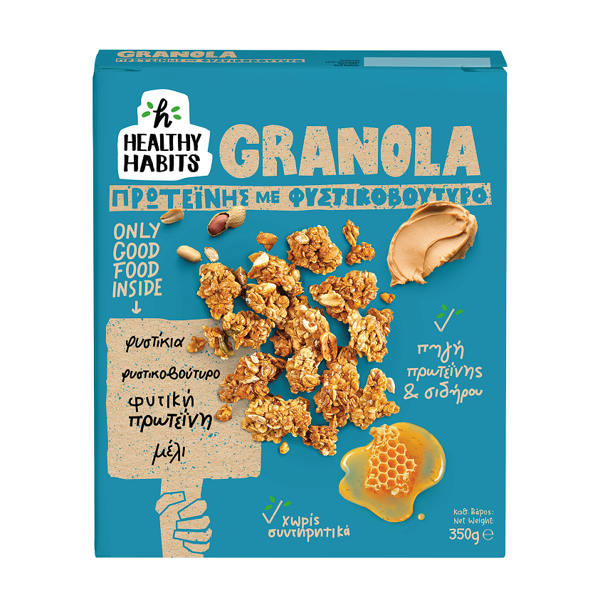 Alfa Granola πρωτεΐνης με φυστικοβούτυρο, Healthy Habits (350g)
