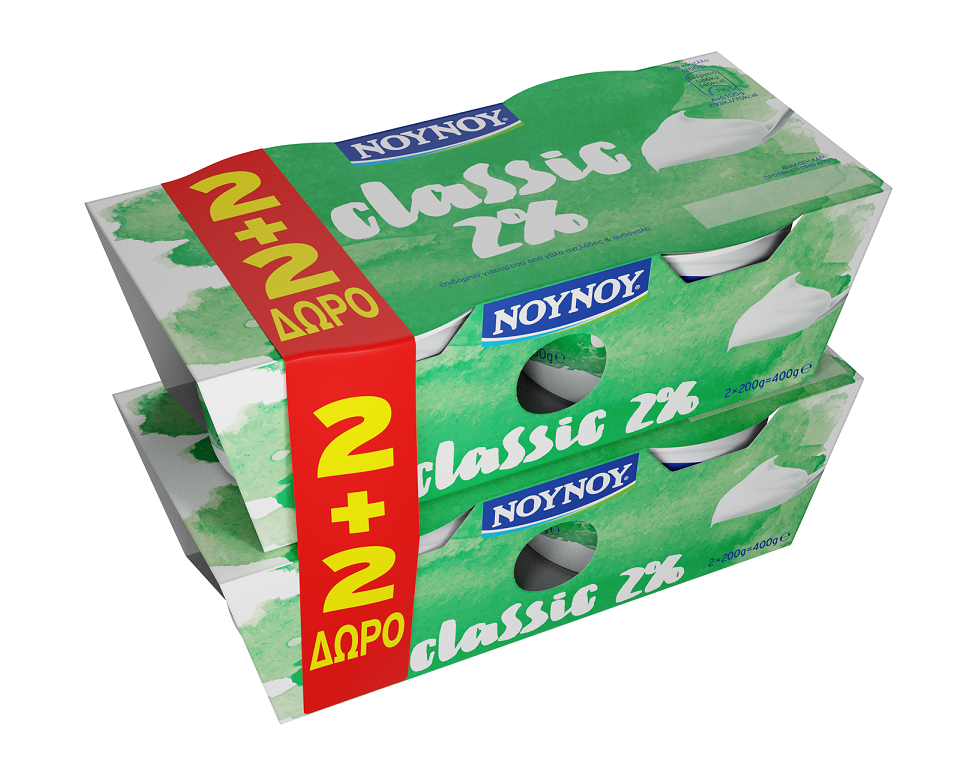 Επιδόρπιο Γιαουρτιού Classic 2% λιπαρά 2+2 δώρο NOYNOY (4×200 g)