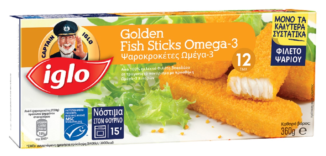 Fish Sticks Ωμέγα-3 Κατεψυγμένα Captain Iglo (360 g)