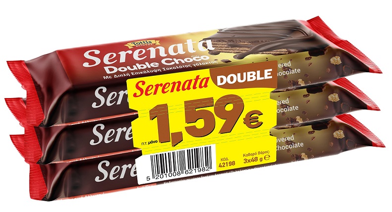 Γκοφρέτα Double με Σοκολάτα Γάλακτος Serenata (3Χ48 g)