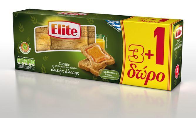 Φρυγανιές Ολικής Άλεσης Elite (360 g) 3+1 δώρο