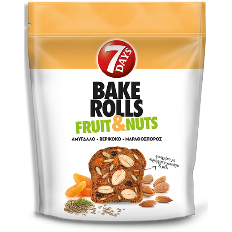 Σνακ με Αμύγδαλα, Βερίκοκο, Μαραθόσπορος Bake Rolls (80gr)