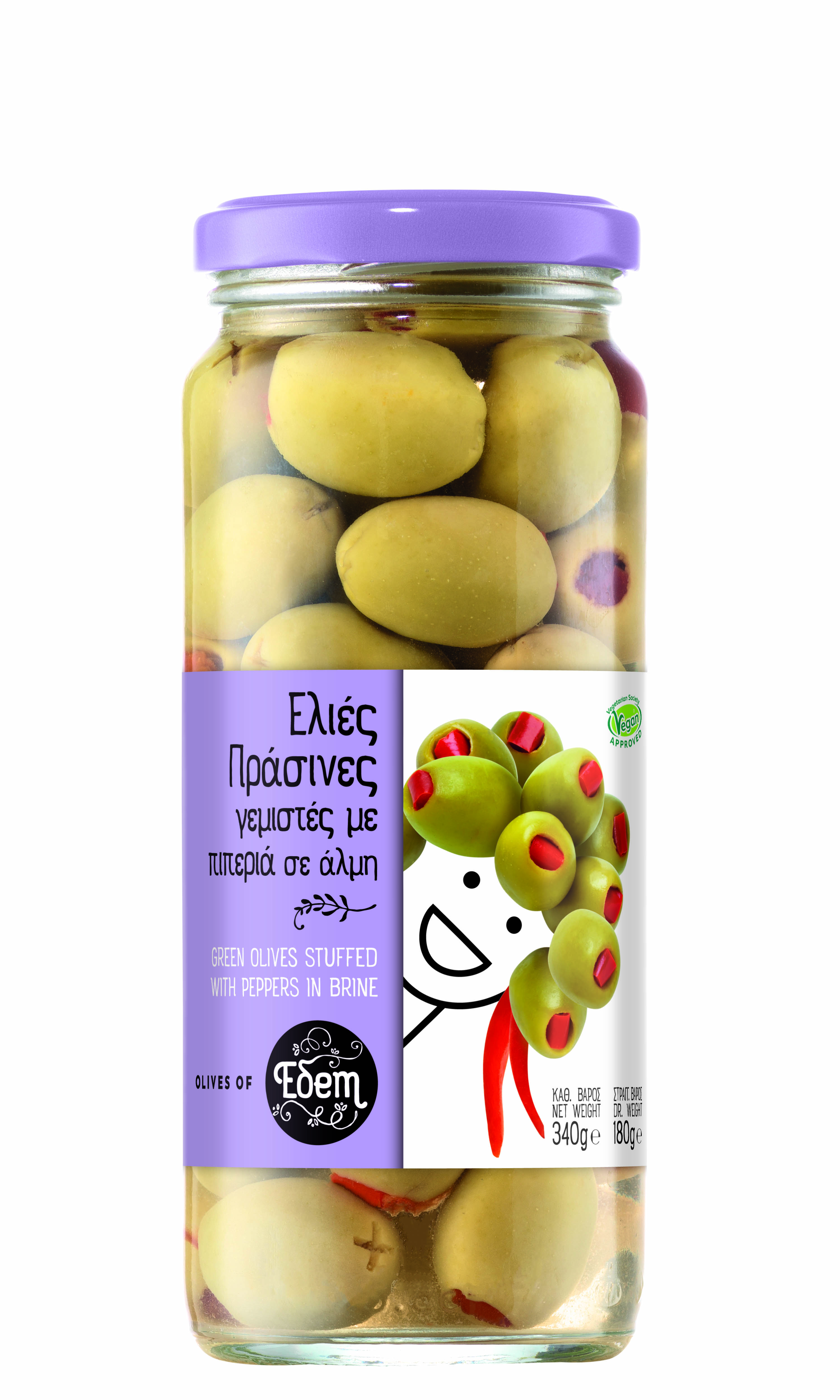 Ελιές Γεμιστές με Πιπεριά σε Άλμη Εδέμ (340 g)