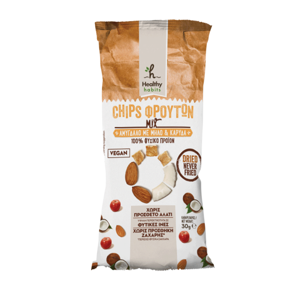 Chips Φρούτων Αμύγδαλο με Μήλο & Καρύδα Healthy habits (30g)