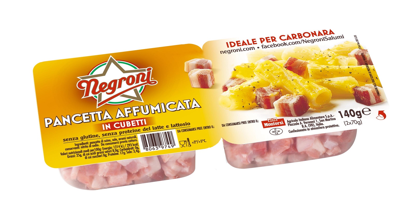 Εκλεκτοί κύβοι Πανσέτας Carbonara Negroni (140g) 4100141457