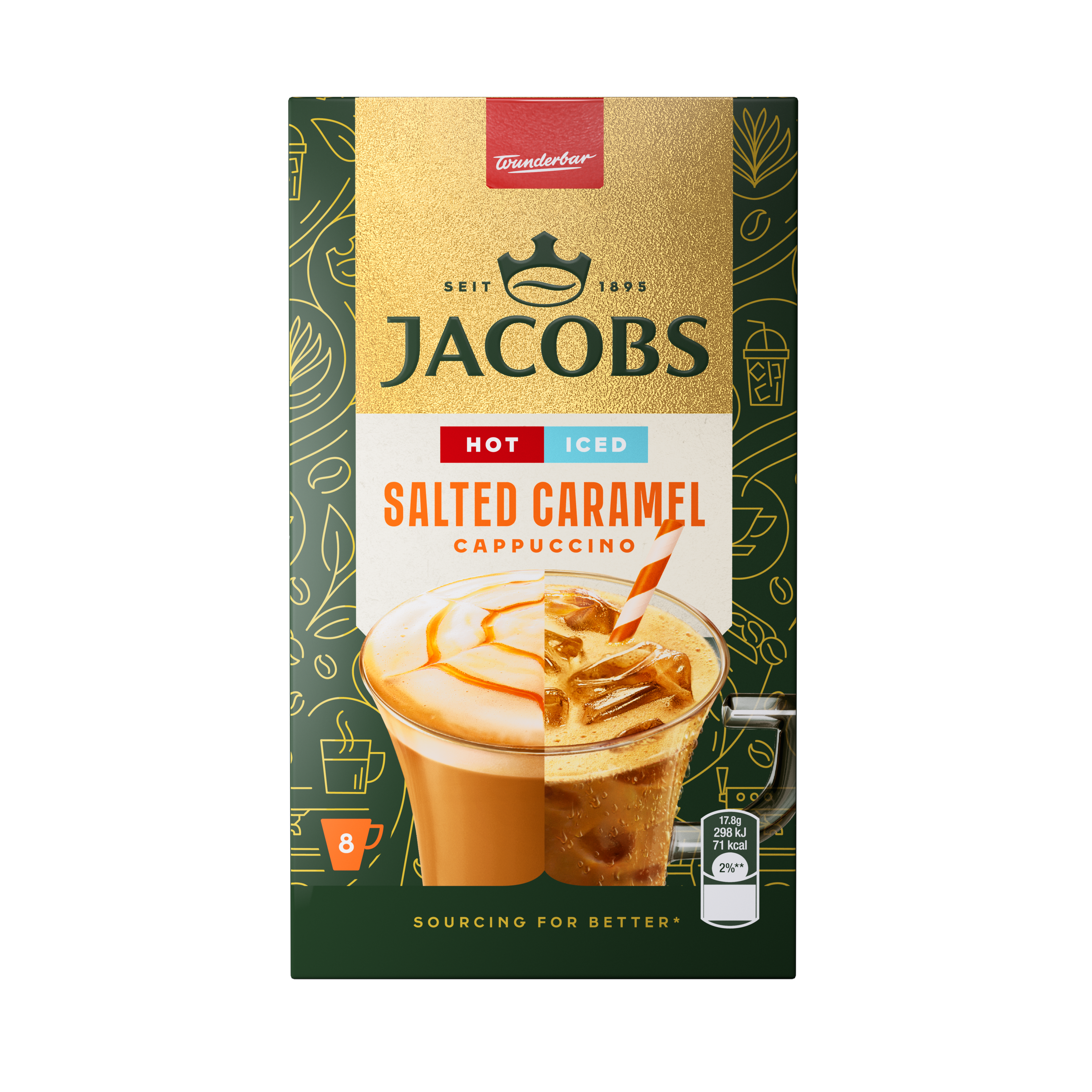 Jacobs Douwe Egberts Στιγμιαίος Καφές Cappuccino Salted Caramel Jacobs (8τεμ)