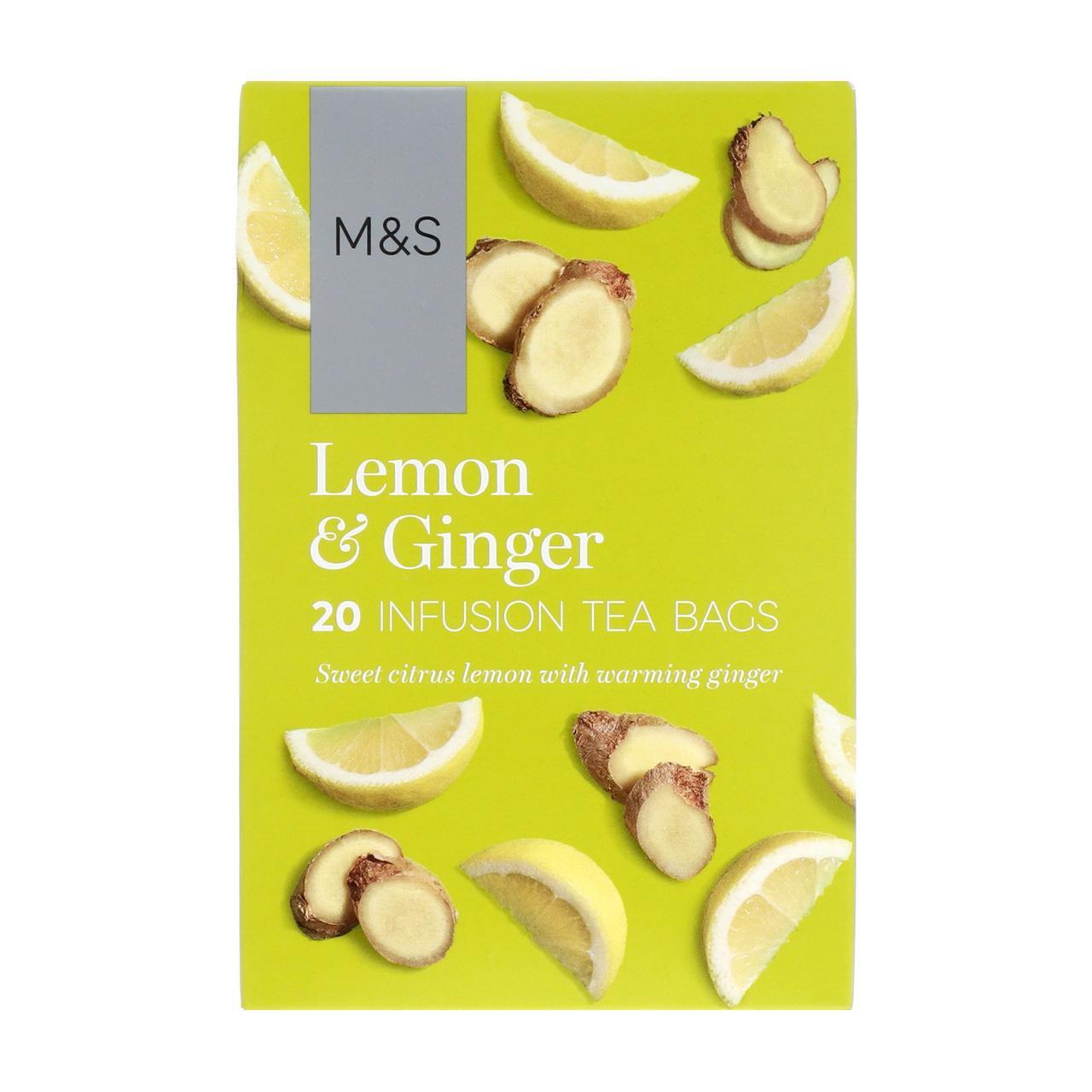 Marks & Spencer 20 φακελάκια τσαγιού με λεμονόχορτο, τζίντζερ και λεμόνι Marks & Spencer (40g)