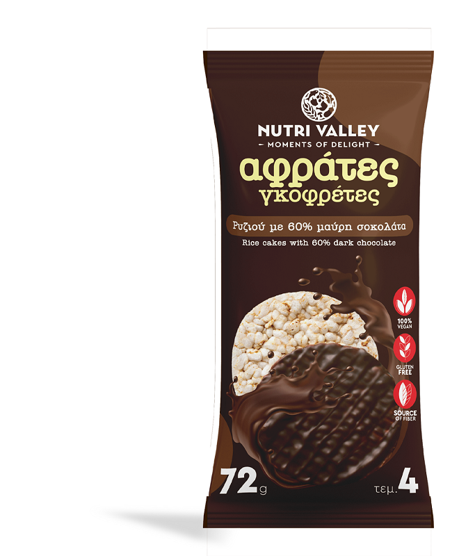 K22 Ρυζογκοφρέτες με Μαύρη Σοκολάτα Nutri Valley (72g)