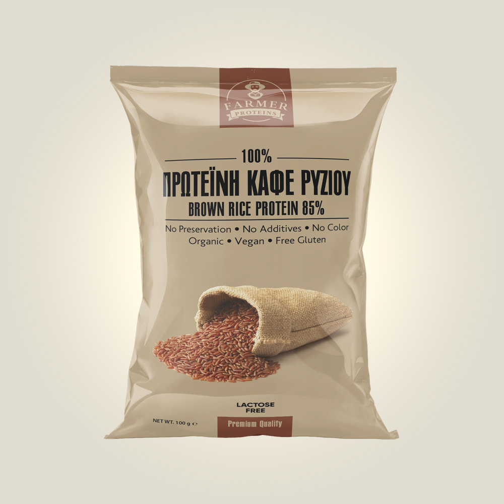Amhes Pharma Βιολογική Πρωτεΐνη Καφέ Ρυζιού FARMER (100g)