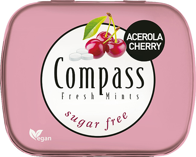 Καπνόπολις Καραμέλες με Γεύση Κεράσι Sugarfree Fresh Mints Compass (14g)