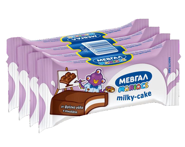 Μεβγάλ A.E. Milky-Cakes με Φρέσκο Γάλα & Σοκολάτα Γάλακτος Maniacs Μεβγάλ (4x28g)