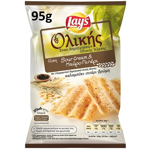 Σνακ Δημητριακών Ολικής Άλεσης Sour Cream & Πιπέρι Lays (95 g)