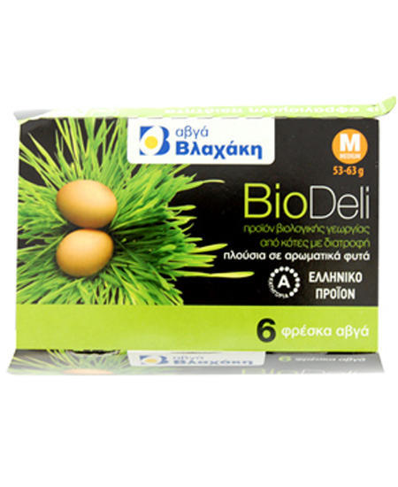 Αυγά Φρέσκα Βιολογικά Medium BioDeli 6 τεμ Βλαχάκη (53-63g)
