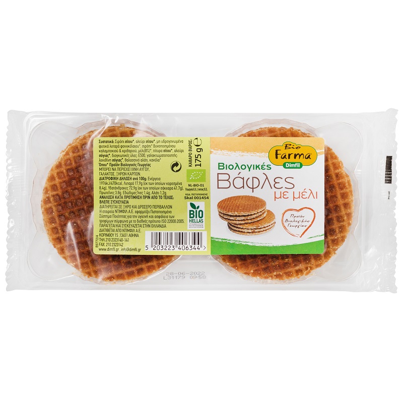 Βάφλες με Μέλι βιολογικές Bio Farma (175 g)