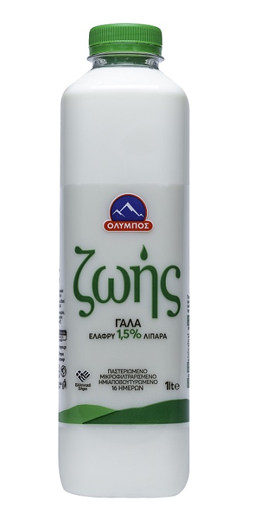 Γάλα ‘Ζωής’ Ελαφρύ 1,5% λιπαρά Όλυμπος (1.0 lt)