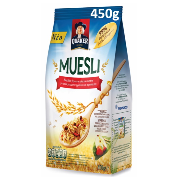 Νιφάδες Βρώμης με Φρούτα & Αμύγδαλα Quaker Muesli (450 g)